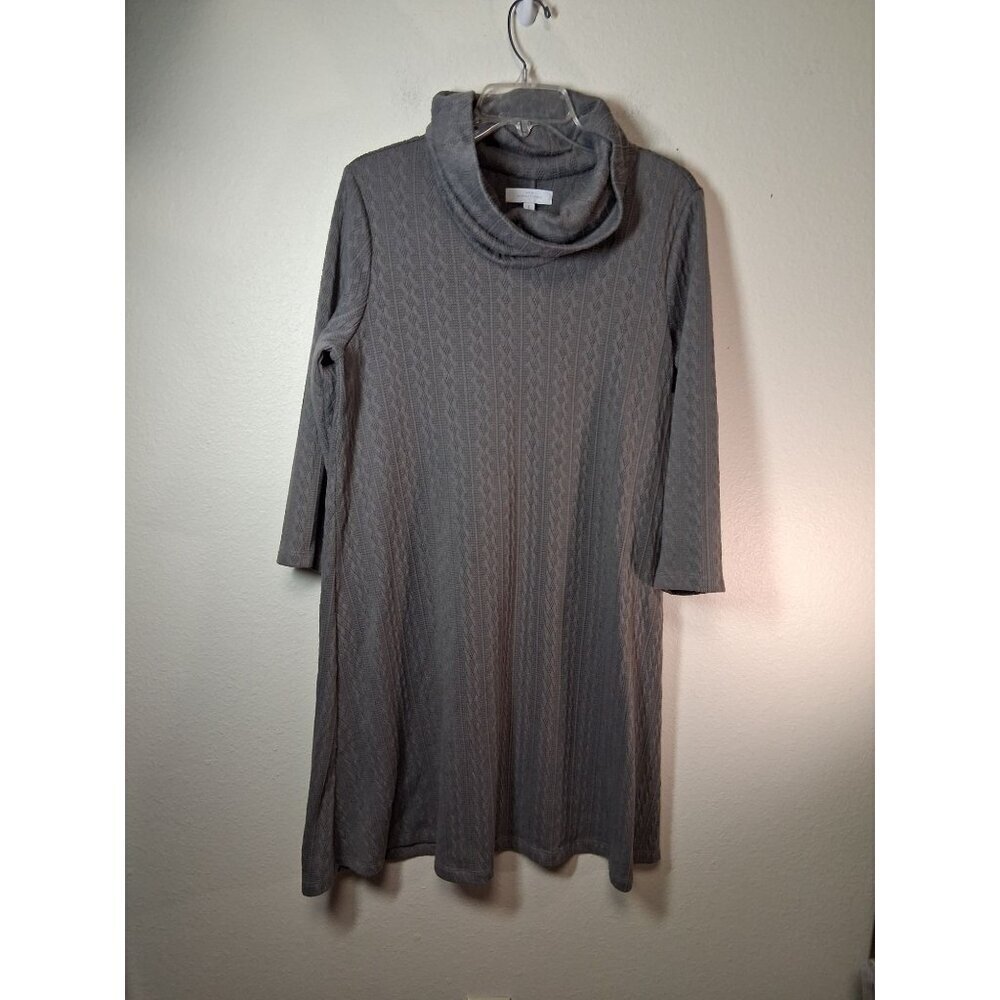 New Directions Sweater Dress Turtleneck Business Casual Winter Gray Size Large